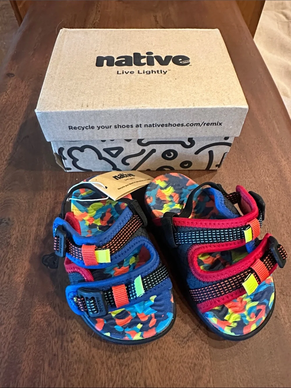 Native Kids Colorful Camouflage Adjustable Sandals